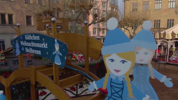 Downtown Heilbronn Χριστουγεννιάτικη Αγορά Στη Γερμανία Πριν Από Χριστούγεννα Ένα — Αρχείο Βίντεο