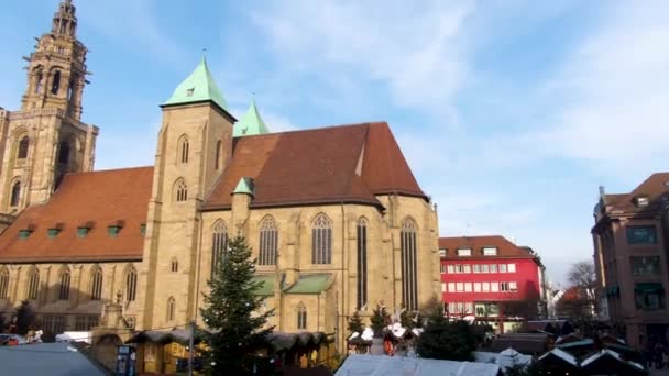 Downtown Heilbronn Mercado Natal Alemanha Antes Natal Uma Tarde Ensolarada — Vídeo de Stock