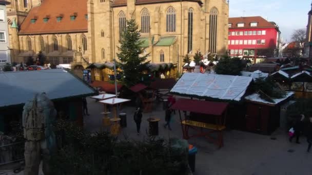 Centrum Heilbronn Vánoční Trh Německu Před Vánocemi Slunné Odpoledne Prosinci — Stock video