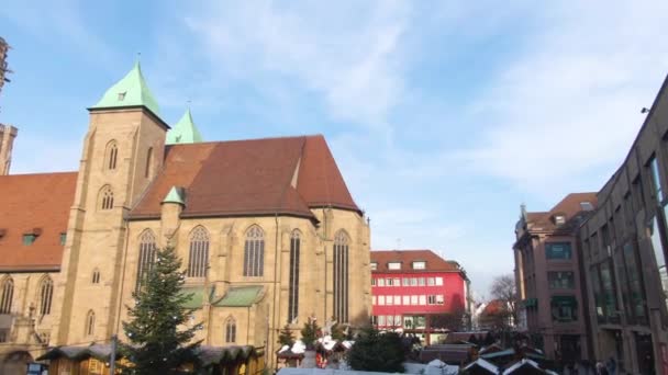 Downtown Heilbronn Julmarknad Tyskland Före Jul Solig Eftermiddag December — Stockvideo