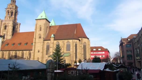 Mercado Navidad Del Centro Heilbronn Alemania Antes Navidad Una Tarde — Vídeo de stock