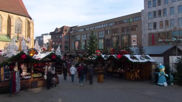 Downtown Heilbronn Julmarknad Tyskland Före Jul Solig Eftermiddag December — Stockvideo