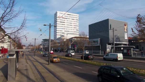 Aralık Ayında Güneşli Bir Öğleden Sonra Almanya Nın Heilbronn Şehrinde — Stok video
