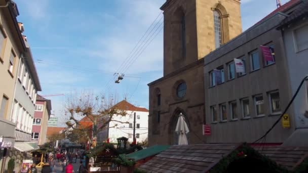 Śródmieście Ludwigsburg Jarmark Bożego Narodzenia Niemczech Przed Bożym Narodzeniem Słoneczne — Wideo stockowe