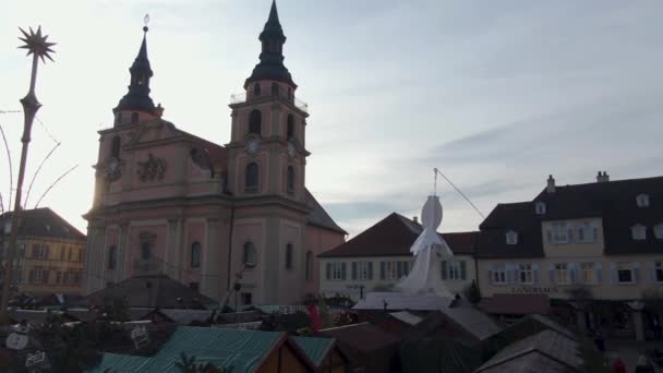 Pusat Kota Pasar Natal Ludwigsburg Jerman Sebelum Natal Sore Hari — Stok Video