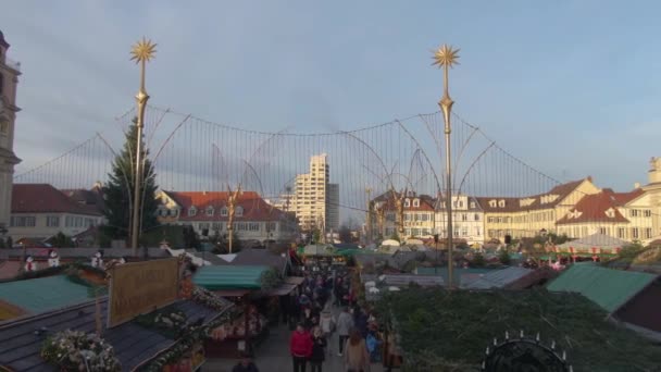 Śródmieście Ludwigsburg Jarmark Bożego Narodzenia Niemczech Przed Bożym Narodzeniem Słoneczne — Wideo stockowe