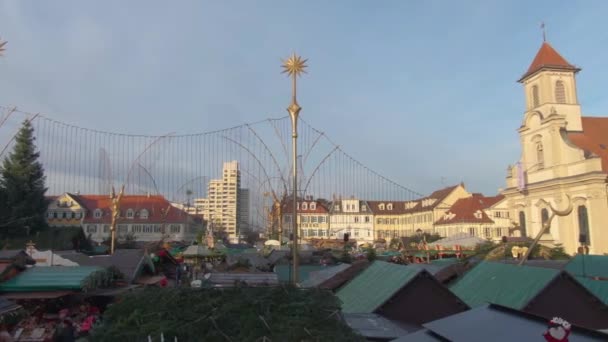 Śródmieście Ludwigsburg Jarmark Bożego Narodzenia Niemczech Przed Bożym Narodzeniem Słoneczne — Wideo stockowe