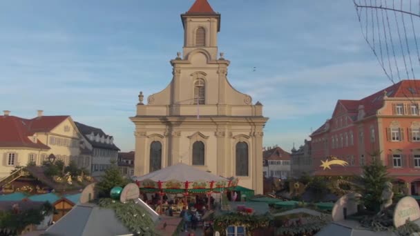 Śródmieście Ludwigsburg Jarmark Bożego Narodzenia Niemczech Przed Bożym Narodzeniem Słoneczne — Wideo stockowe