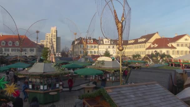 Centrum Ludwigsburg Vánoční Trh Německu Před Vánocemi Slunné Odpoledne Prosinci — Stock video