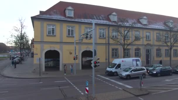 Downtown Ludwigsburg Στη Γερμανία Πριν Από Χριστούγεννα Ένα Ηλιόλουστο Απόγευμα — Αρχείο Βίντεο