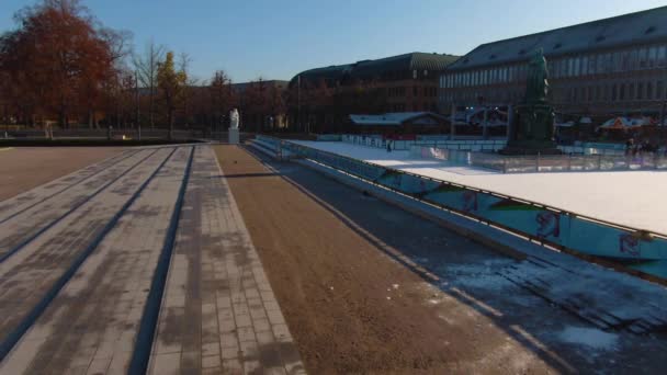 Palacio Karlsruhe Antes Navidad Día Soleado Diciembre — Vídeos de Stock