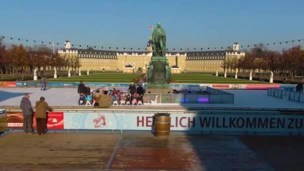 Palácio Karlsruhe Antes Natal Dia Ensolarado Dezembro — Vídeo de Stock