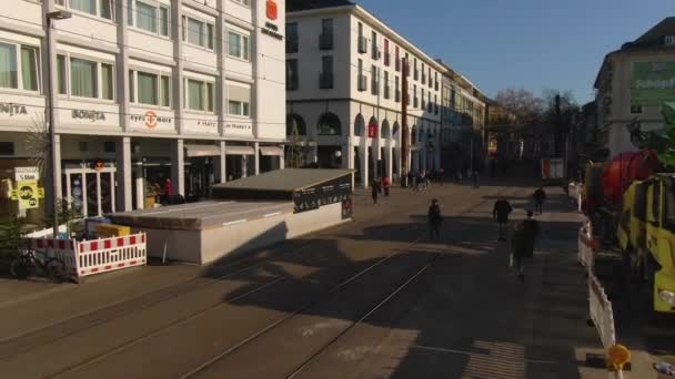 Śródmieście Karlsruhe Słoneczny Dzień Czasie Świąt Bożego Narodzenia — Wideo stockowe