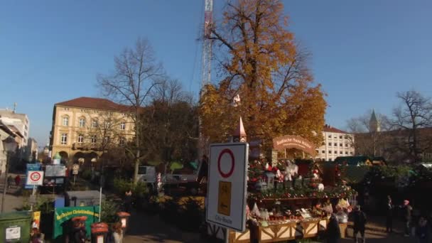 Downtown Karlsruhe Solig Dag Julen — Stockvideo