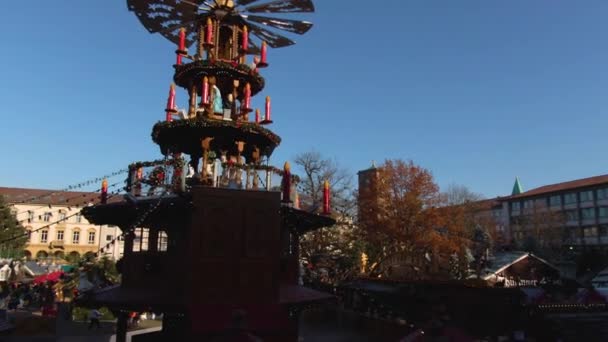 Downtown Karlsruhe Solig Dag Julen — Stockvideo