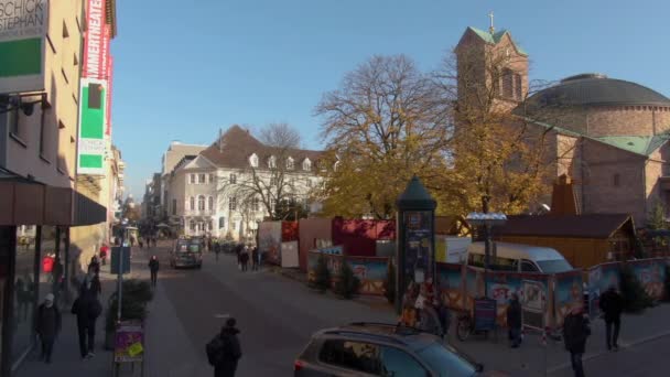 Downtown Karlsruhe Solig Dag Julen — Stockvideo