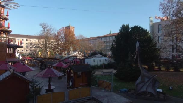 Downtown Karlsruhe Sunny Day Christmas Time — Stock Video