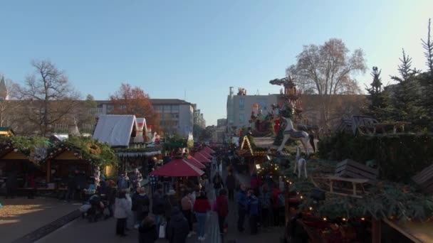 Die Innenstadt Von Karlsruhe Einem Sonnigen Tag Zur Weihnachtszeit — Stockvideo