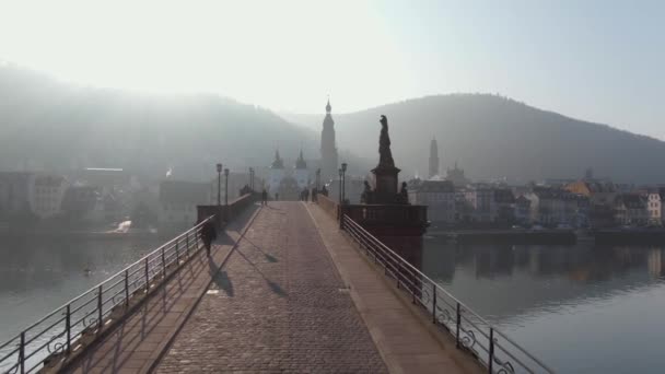 Heidelberg Németországban Karácsony Előtt Egy Napos Reggelen Decemberben — Stock videók