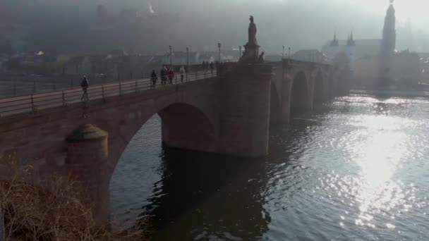 Heidelberg Германии Перед Рождеством Солнечное Утро Декабре Ожерелье Реки Старый — стоковое видео