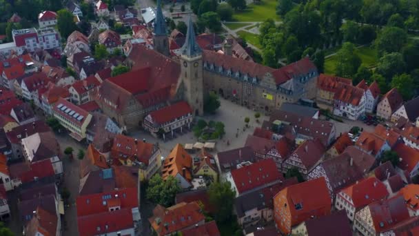 Vista Aérea Parte Antiga Cidade Oehringen Alemanha Uma Manhã Cedo — Vídeo de Stock