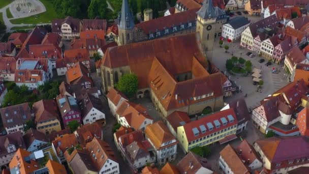 Vista Aérea Desde Parte Antigua Ciudad Oehringen Alemania Una Mañana — Vídeos de Stock