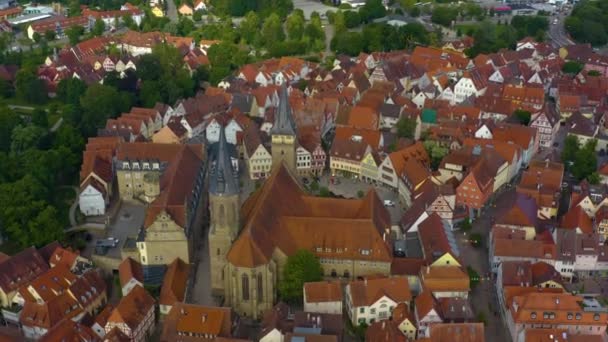 Flygfoto Från Den Gamla Delen Staden Oehringen Tyskland Tidig Morgon — Stockvideo