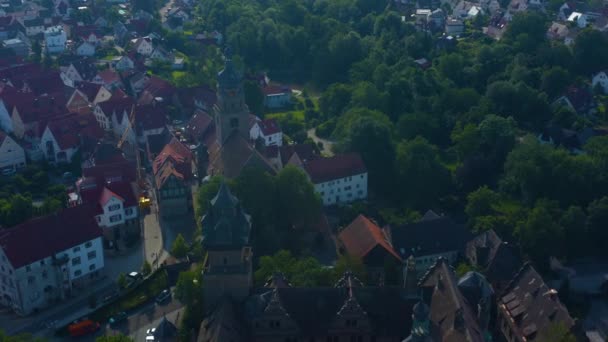 Vista Aérea Del Casco Antiguo Neuenstein Alemania Una Mañana Soleada — Vídeos de Stock