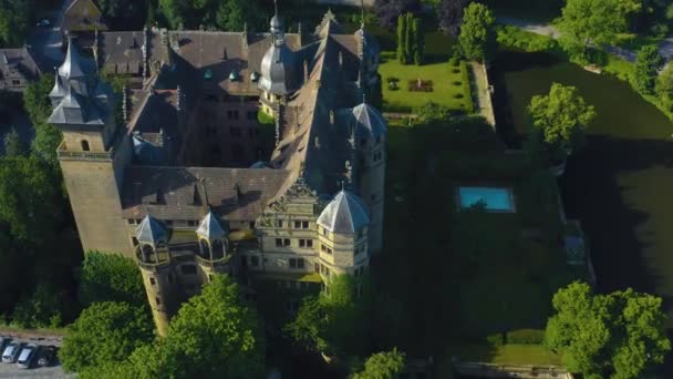 Flygfoto Över Den Gamla Staden Neuenstein Tyskland Solig Morgon Våren — Stockvideo
