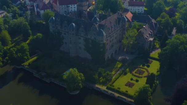 Flygfoto Över Den Gamla Staden Neuenstein Tyskland Solig Morgon Våren — Stockvideo