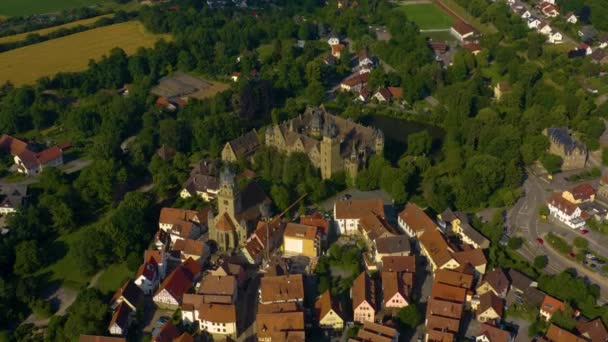 Letecký Pohled Staré Město Neuenstein Německu Jednoho Slunečného Jara Jaře — Stock video