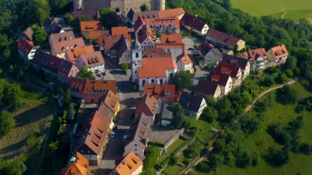 Luftaufnahme Der Stadt Und Der Burg Waldenburg Deutschland Einem Sonnigen — Stockvideo