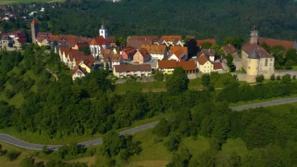 Vista Aérea Ciudad Castillo Waldenburg Alemania Día Soleado Primavera — Vídeo de stock