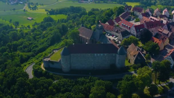 Luftaufnahme Der Stadt Und Der Burg Waldenburg Deutschland Einem Sonnigen — Stockvideo