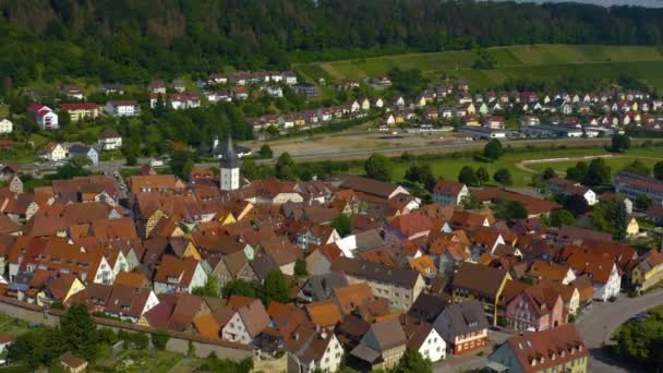 Letecký Pohled Starého Města Niedernhall Německu Jaře Slunečný Den — Stock video