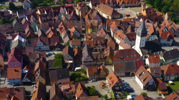 Vista Aérea Cidade Velha Cidade Niedernhall Alemanha Num Dia Ensolarado — Vídeo de Stock