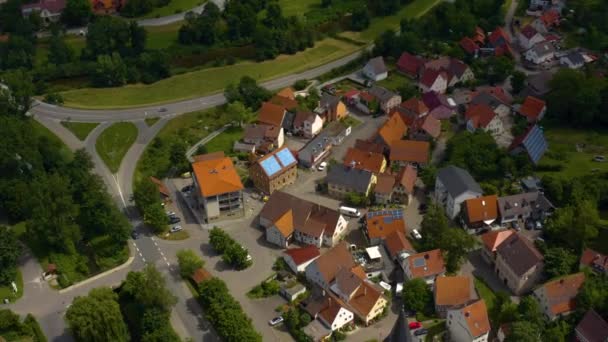 Aerial View Village Ohrnberg Germany Sunny Day Spring — Stock Video