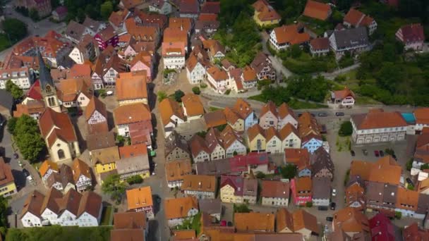 Повітряний Вид Старе Місто Моекмуель Німеччині Весняного Хмарного Дня — стокове відео