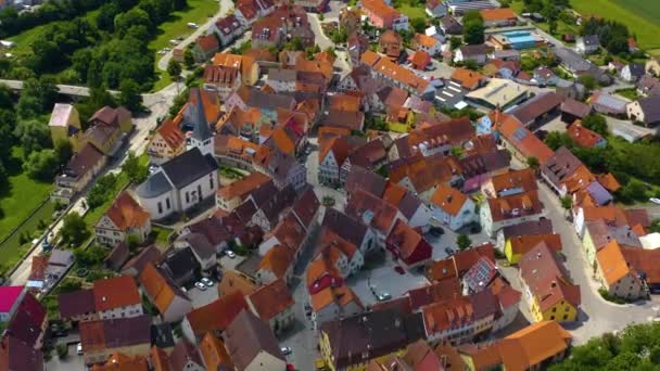 Вид Воздуха Старого Города Нойденау Германии Солнечный День Весной — стоковое видео