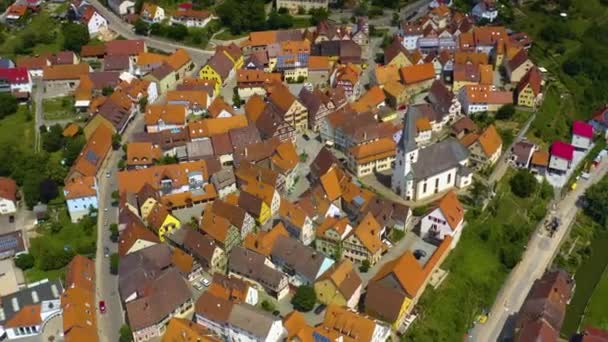 Widok Lotu Ptaka Starego Miasta Neudenau Niemczech Słoneczny Dzień Wiosną — Wideo stockowe