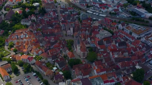 来自德国莫斯巴赫市的空中景观 春天多云的新旧城市 — 图库视频影像