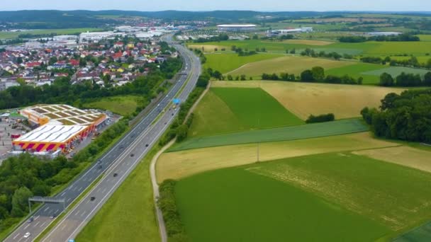Luchtfoto Van Sinsheim Autobahnn Ernaast Duitsland — Stockvideo