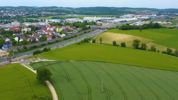 Aerial Till Sinsheim Och Autobahnn Bredvid Tyskland — Stockvideo