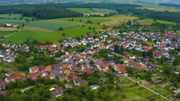 Légi Kisváros Hilsbach Németországban Napsütéses Napon Tavasszal — Stock videók