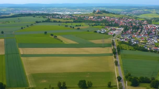 Aerial Town Weiler Castle Steinsberg Germany — Stock Video
