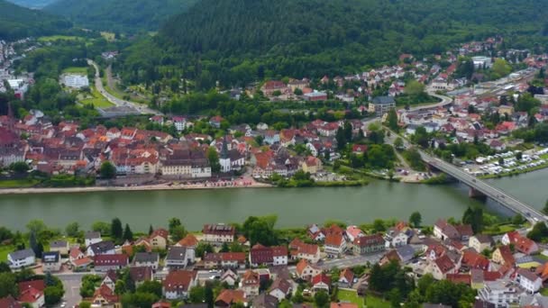 Luftaufnahme Von Neckargemünd Neckar Deutschland — Stockvideo