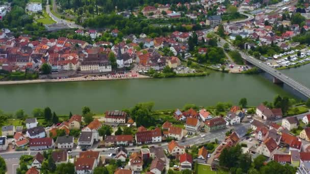 Vista Aérea Neckargemuend Junto Río Neckar Alemania — Vídeo de stock