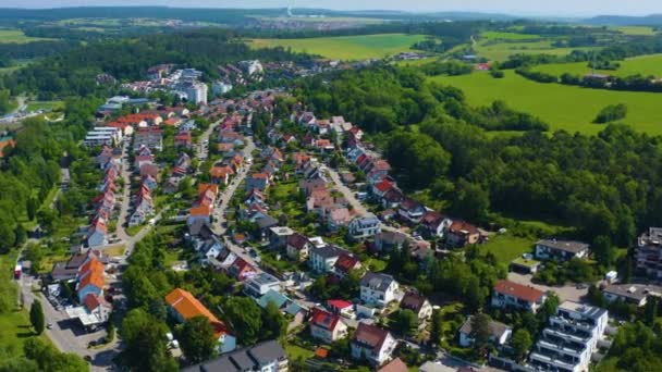 Luftaufnahme Der Stadt Weil Der Stadt Einem Sonnigen Frühlingstag — Stockvideo