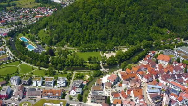 Flygfoto Staden Nagold Tyskland Schwarzwald — Stockvideo