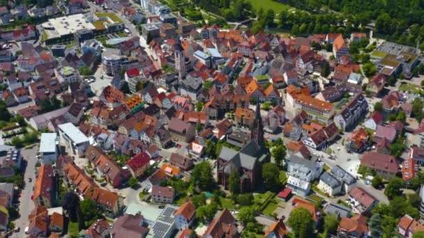 Vista Aérea Cidade Nagold Alemanha Floresta Negra Dia Ensolarado Primavera — Vídeo de Stock